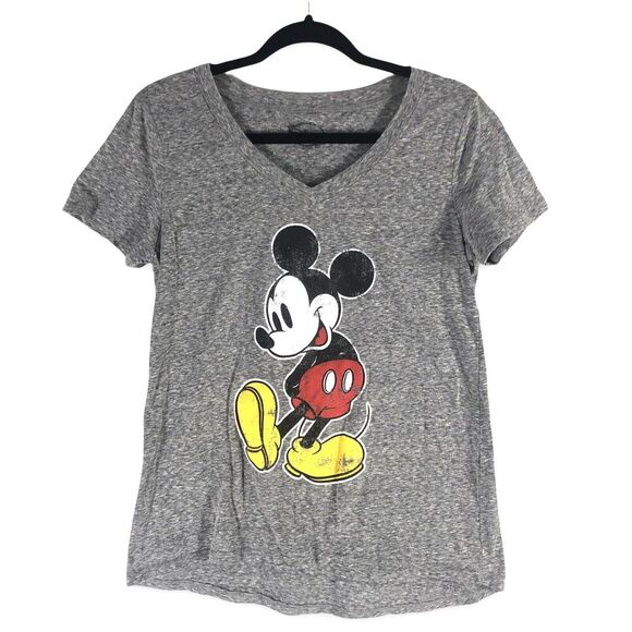 Classic‎ Disney Mickey Mouse Womens Size Small Heathered Gray T-shirt Sleeve Tee - Picture 1 of 11